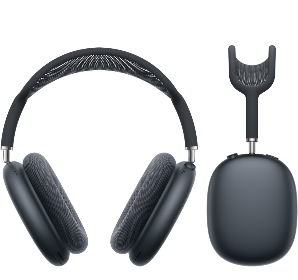 Apple AirPods Max 2 in Midnight, shown from the front and side