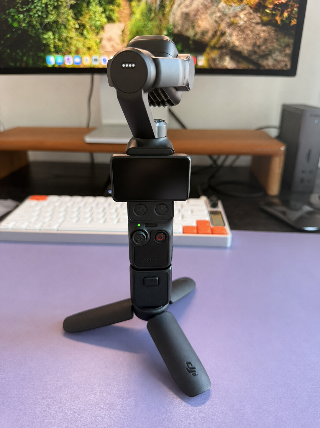 My DJI Osmo Pocket 4P on its mini tripod