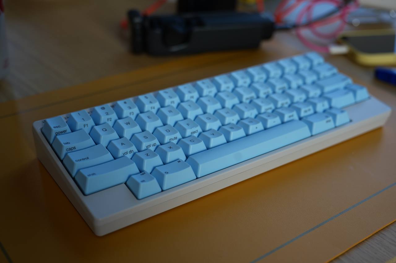 HHKB Sky Blue Full Key Top Set installed on an HHKB keyboard